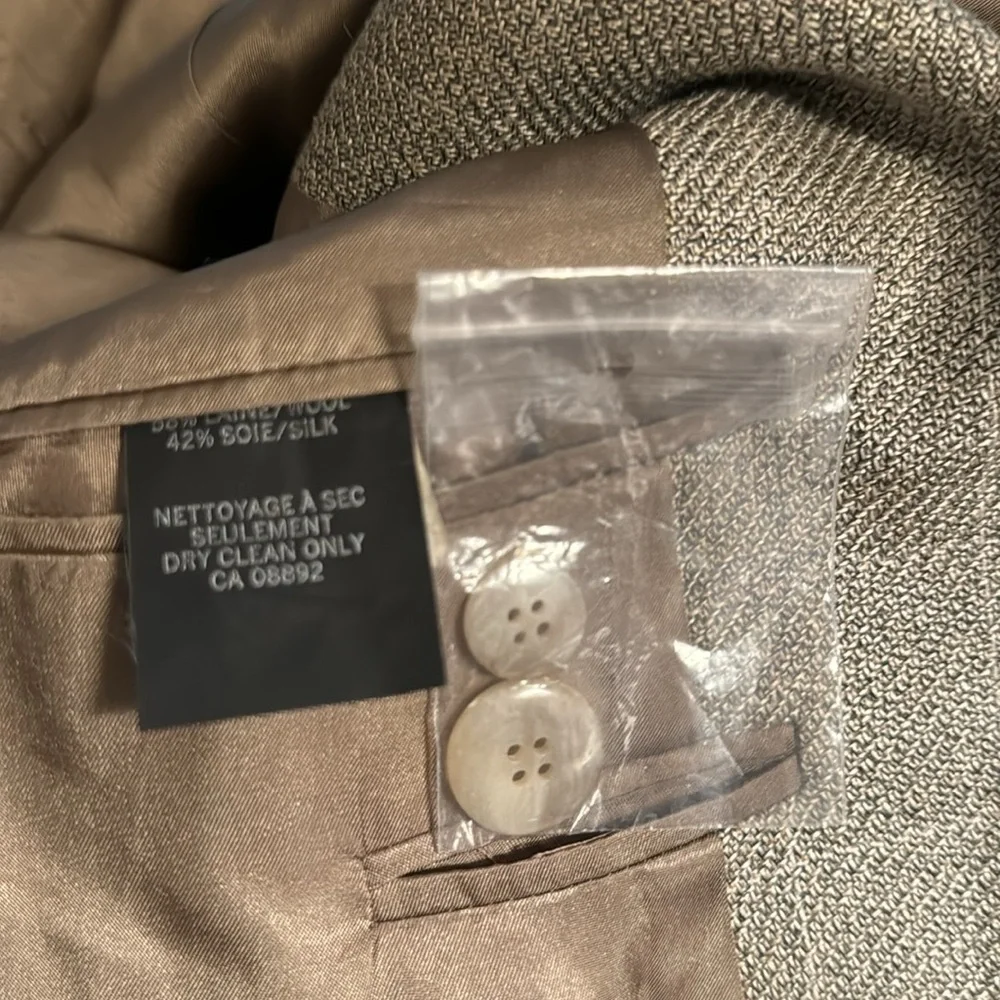 Nordstrom Classics Canvas Tailoring wool‎ / silk blend tan plaid sports coat 44T